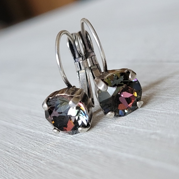 Austrian Crystal Earrings in Antique Silver - Picture 2 of 9